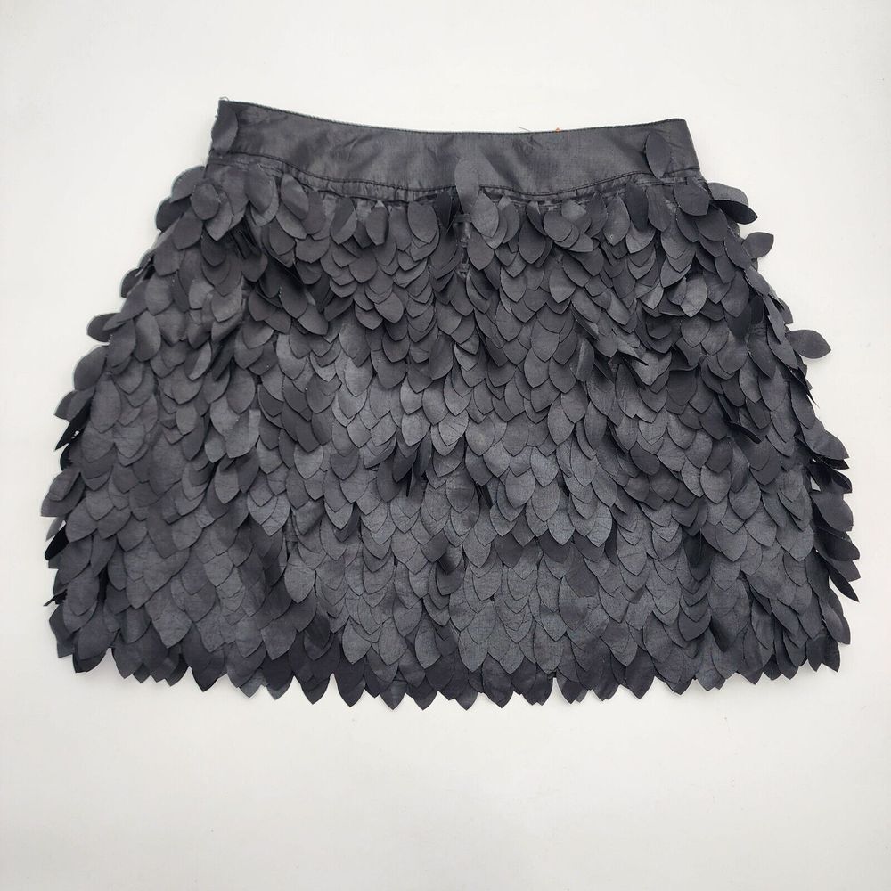 Kardashian Kollection Women's Black Petal Detail Skirt Side Zip Medium